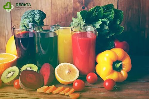 Овощи, фрукты и свежевыжатые соки